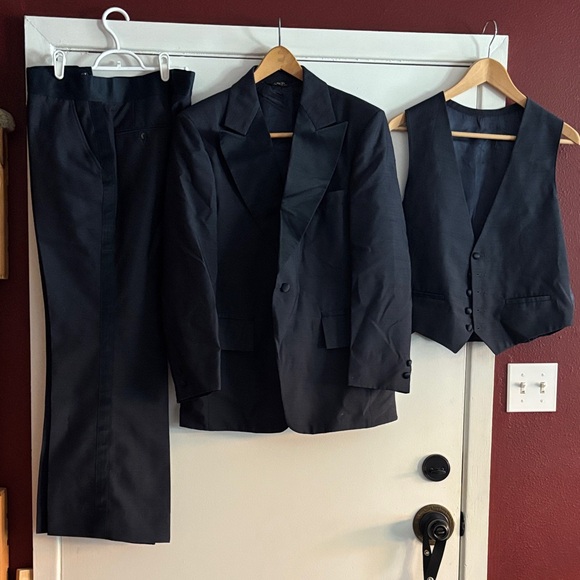 Vintage After Six 3 Piece 1950’s Suit Navy Blue Peak...